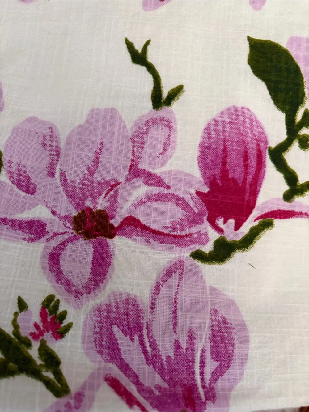 Floral Pink Magnolia Kitchen Towel - White Background
